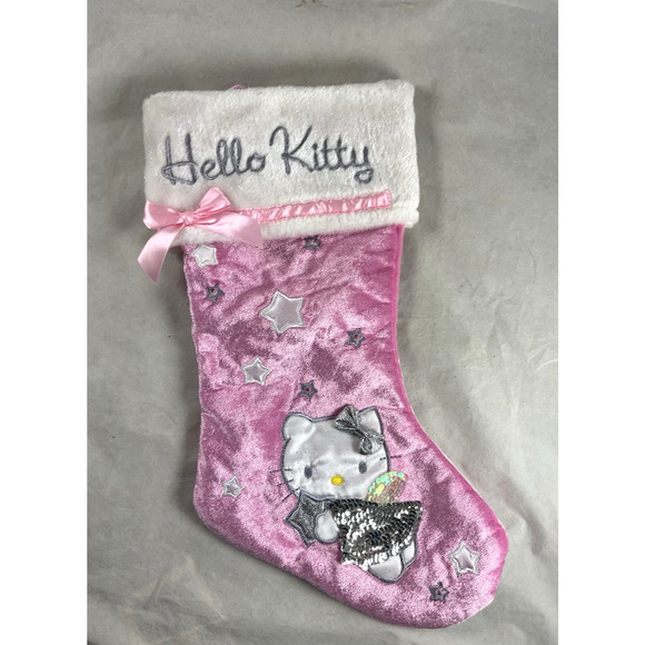 Sanrio Hello Kitty Angel Holiday Christmas Stocking Pink Sequins Glitter 2006 - Picture 1 of 9